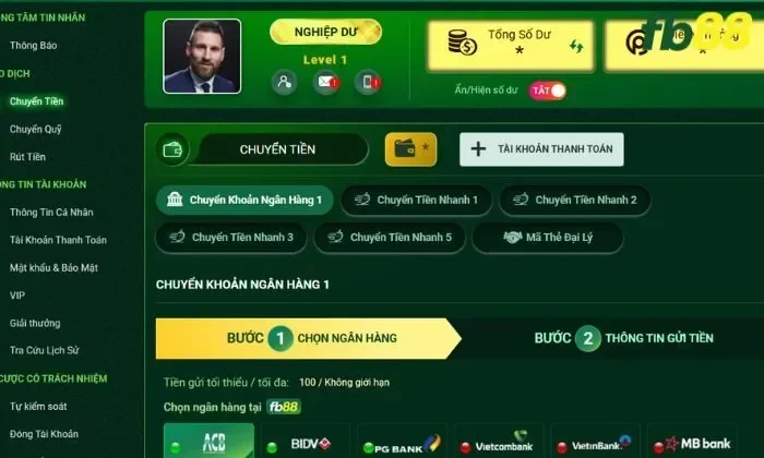 Giao dịch nạp tiền tại FB88 đơn giản, nhanh chóng