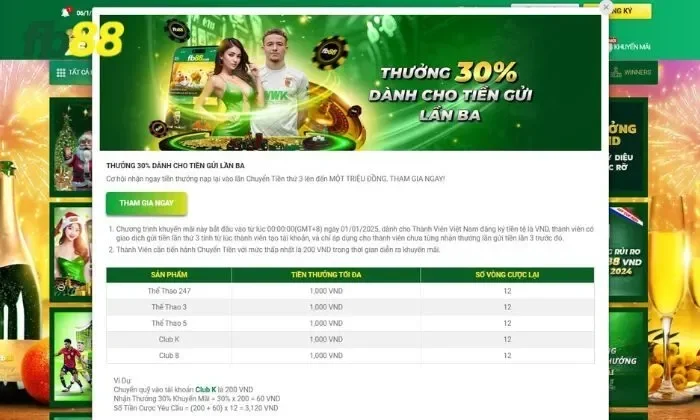 Giới thiệu chương trình thưởng 30% cho tiền gửi lần thứ ba